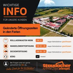 Wichtige Informationen zu unseren Betriebsferien